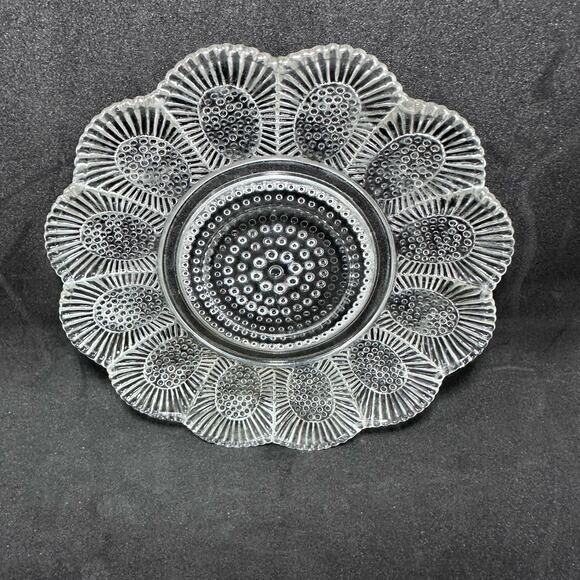 Hobnail Clear Indiana Glass Relish Tray Beaded Thousand Eyes serving small plate - Picture 4 of 9